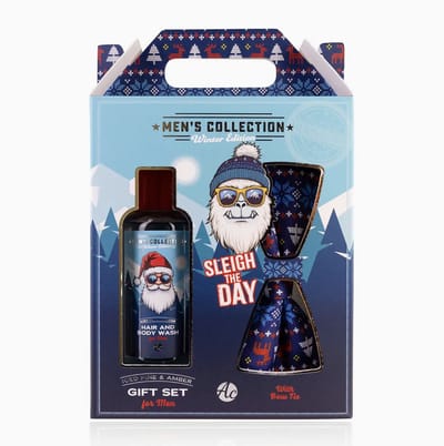 Cadeauset - MEN'S COLLECTION - Hair- en Bodywash met vlinterdas - WINTER EDITION in geschenkdoos