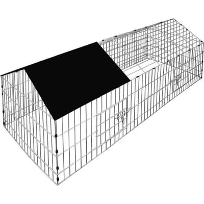 Cadoca Konijnenhok/ Vrijloophok/ Knaagdierhok - 180x75x75cm - incl. zonnescherm - Zwart