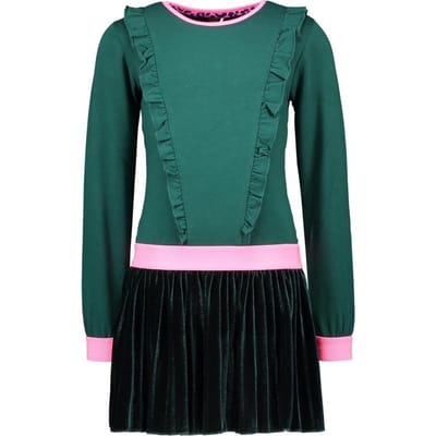 B-nosy  - Maat 128 - Meisjes Jurk - Botanical green