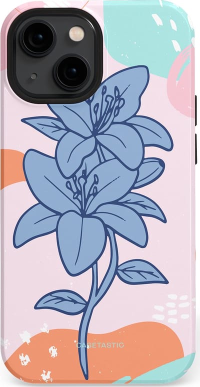 Casetastic hoesje geschikt voor Apple iPhone 13 mini - MagSafe - Dubbellaagse bescherming - Roze Paarse Lelie Bloemen - Fashion Case - Wit Perzik Lichtblauw Mintgroen