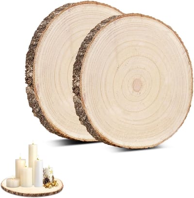 Set van 2 Houten Schijven 23-26 cm, Ideaal voor Creatieve Projecten, Decoratie voor Tafel en Bruiloften, Handgemaakte Houten Platen voor Ambacht en Versiering