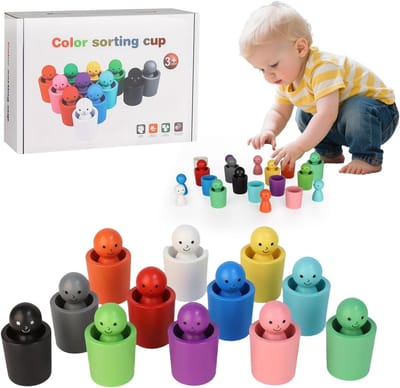 Kleurensorteerspeelgoed voor Kinderen - Stapelbare Blokken en Kleurbekers voor Creatief Spelen en Leren, Geschikt voor 2 Jaar en Oudere Kinderen