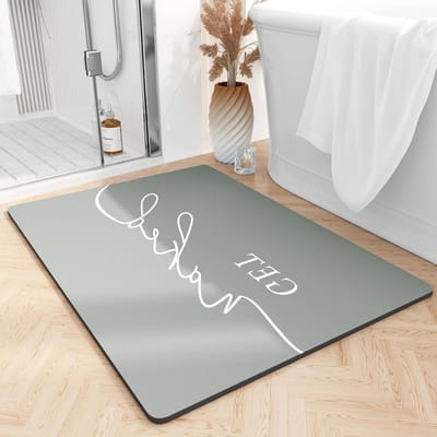 tchdio Badmat Rug-Super Absorberende Sneldrogende Get Naked Badmatten voor Badkamer Vloer Antislip - Badkamermatten met rubberen achterkant - Ultra dunne badkamertapijten passen onder deur, 43,2 x 89