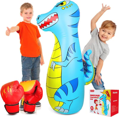 Opblaasbare Bokszak voor Kinderen - 120 cm Dinosaurus | Boks- en Karate Training voor Jonge Meisjes en Jongens | Cadeau voor 3-9 Jaar