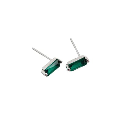 YOLA Stud Oorbellen | Groen/Zilver | 7,8 x 3 mm | 925 Silver