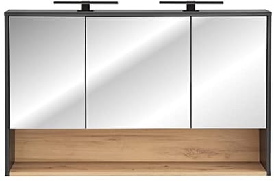 Badkamerspiegelkast 120 cm met LED-verlichting in antraciet en Artisan eiken