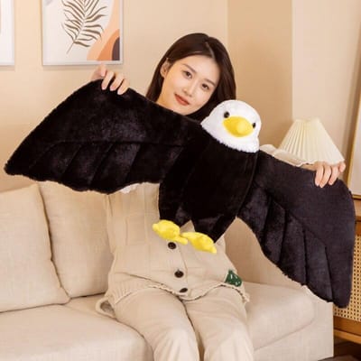 40cm schattige simulatie gespreide vleugels adelaar pluchen speelgoed kawaii pluche gevulde zachte levensechte dieren vogel speelgoed creatief verjaardagscadeau 40CM beige