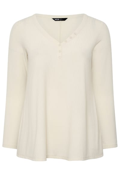 Yours Crèmekleurige Henleyswingtop Size 42