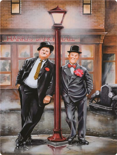 Signs USA - retro wandbord - dibond - Laurel & Hardy - Harry's Dance Hall - 33 x 44 cm
