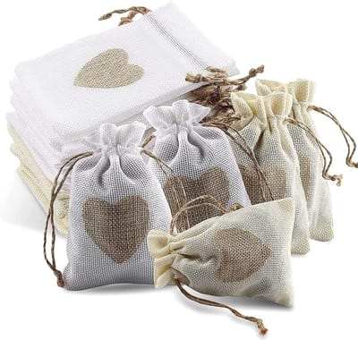Dailygoods - 40 stuks jute zakjes met trekkoord, jute zakjes, jute zakjes, voor snoep, sieraden, handwerk en kleine geschenken, 2 kleuren