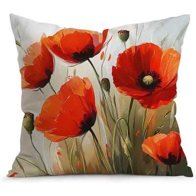 1 stuks Olieverf Stijl Bloemen Kussensloop Vierkant Slaapkamer Kussenhoezen Rits Woon Zacht Huis Comfortabel Decor 45x45cm 45x45cm