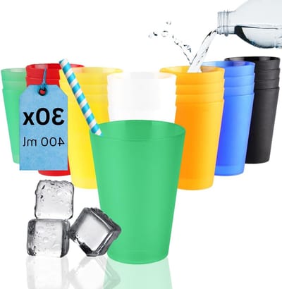 30 plastic drinkbekers - 0.4 l - mixpakket herbruikbare drinkbekers - partybekers - bekertjes