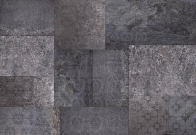 Fotobehang – Betonnen blokken – Donkergrijs - Industrieel– Marrakech tegel – Loft stijl – Woonkamer – Slaapkamer – 368 x 248 cm