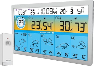 Weerstation XXL - Weer App - Thuis Weer Checken - Wi-Fi Connectiviteit - 37.3 x 10.2 cm - Zilver