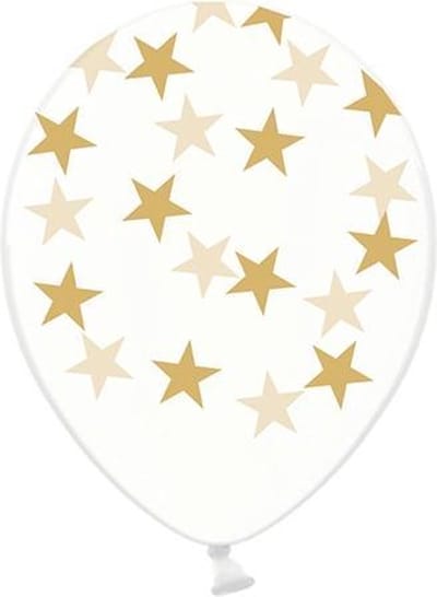 Partydeco - Ballonnen Clear Met Gouden Ster (50 stuks)
