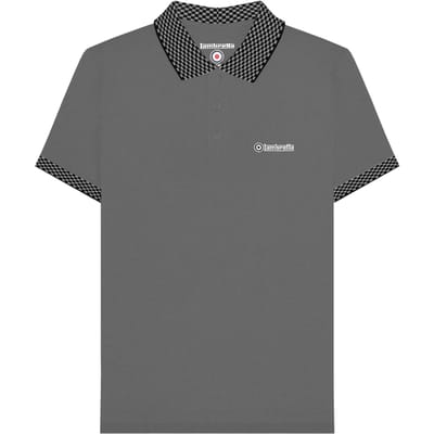 Lambretta Heren SS25 Tweekleurig Poloshirt (Staalgrijs)