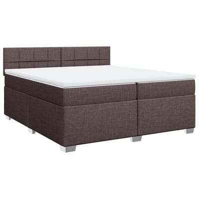vidaXL - Boxspring - met - matras - stof - donkerbruin - 200x200 - cm