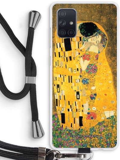 Case Company® - Hoesje met koord geschikt voor Samsung Galaxy A71 hoesje met Koord - Der Kuss - Telefoonhoesje met Zwart Koord - Bescherming aan alle Kanten en Over de Schermrand