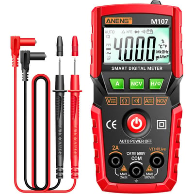 ANENG M107 Slimme digitale multimeter 4000 tellingen NCV Universele meter Handheld multifunctionele tester rood