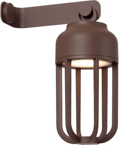 Lucide WELLS - Oplaadbare Wandlamp Binnen/Buiten - Accu/Batterij - Ø 10 cm - LED Dimbaar - CCT - 1x5W 2700K/4000K - IP54 - Roest bruin | Essential