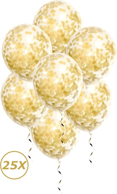 Gouden Helium Ballonnen Confetti 2024 NYE Verjaardag Versiering Feest Versiering NYE Ballon Goud Papier - 25 Stuks