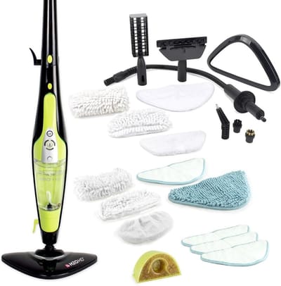 H2O HD Pro stoomreiniger 2‑in‑1 stoombezem handstomer 1500W 450ml waterfilter groen