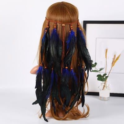 Boheemse Vrouwen Hoofdband Vintage Hippie Veren Hoofdtooi Hoofddeksel Voor Dames Meisjes Indiase Etnische Hoofdbanden Haaraccessoires One Size