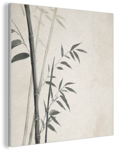 Akoestisch wandpaneel 40x40 cm - Vilt schilderij Japandi - Bamboe - Beige - Akoestische panelen - Geluidsdempende wanddecoratie - Geluidsisolatie woonkamer - Muurdecoratie geluidspanelen
