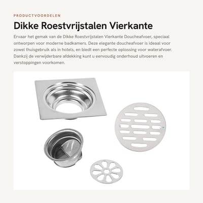 Dailygoods- Doucheafvoer Roestvrij Staal - Doucheafvoerdeksel Verwijderbaar - Afvoerputje Buiten - Doucheafvoerputje - Geur Blokkeren - Onderhoudsvriendelijk