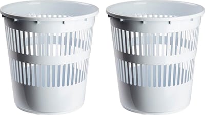 Plasticforte Afvalbak/vuilnisbak/kantoor prullenbak - 2x stuks - plastic - wit - 30 cm