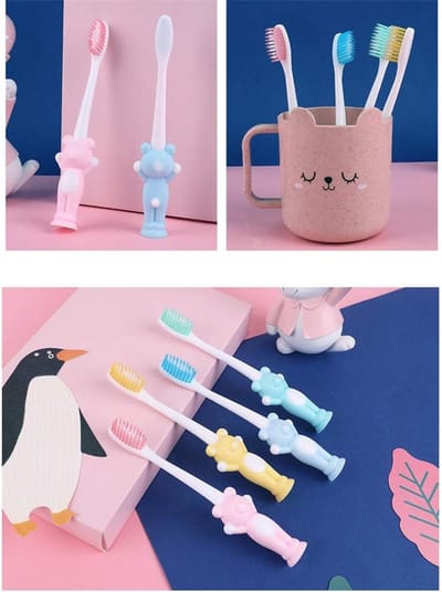 Kinder Tandenborstels - Peuter Borstels - Dagelijkse Mondhygiëne - Extra Zacht - 4 Stuks - Multicolor