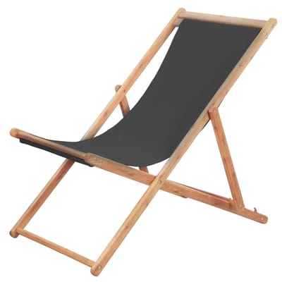 vidaXL - Opklapbare - stoel - met - stoffen - bekleding - en - houten - frame, - grijs