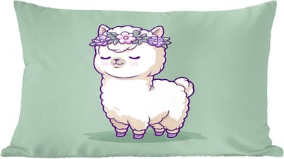 Sierkussens - Kussentjes Woonkamer - 60x40 cm - Alpaca - Groen - Bloemendiadeem