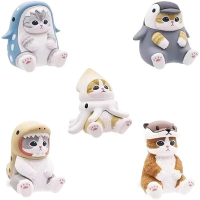 Mofusand Garnaal Nyan Haai Kat Zee Dieren Serie Blind Box Kat Kawaii Actiefiguren Bureau Decoratie Verrassing Ornament Cadeau