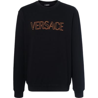 Sweatshirt à col rond et manches longues avec broderie de lettres Versace AH25 Homme sweatshirt 1011852-1A12063-2BX60 XS black