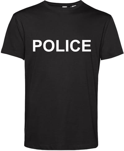 T-shirt Police | Carnavalskleding | Foute Party | Zwart | maat XS