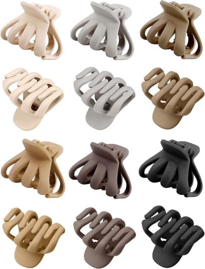 Famanu - 12 Stuks Hair Clips Haarklem Kleine Octopus, Haarclip Mat Claw Clip Haar Accessoires Meisje 4 cm Haarspelden Dames Haarklemmen Vrouwen Sterke Hair Claw Haarspeldjes Kleine (Bruine)
