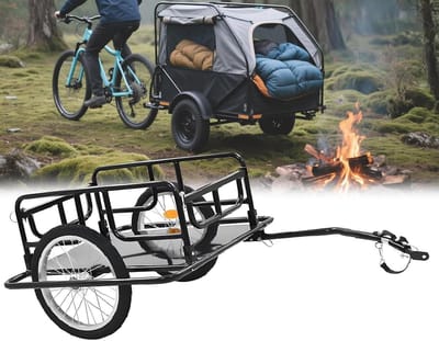 Fiets Cargo Aanhanger - Fietskar Bagage - Vervoeren van bagage - Opvouwbaar stalen frame - 60 kg draagvermogen - Zwart
