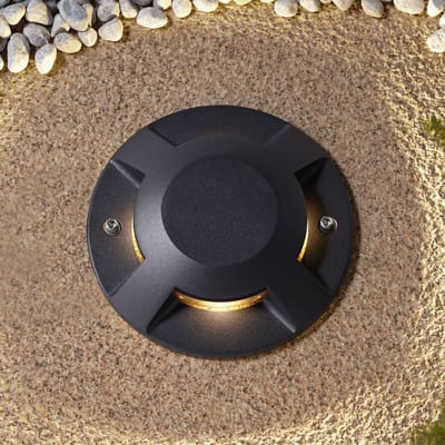 Lucande LED-grondspot Jeffrey, zwart, 4 lichtuitgangen