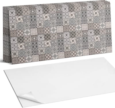 Coloray Plaktegels - Vintage patronen Wandtegel Zelfklevend - 60 cm x 30 cm - Zwart Plaktegels - 6 stuks - Rechthoek PVC Tegels - Plaktegels Keuken - Zelfklevende Vloertegels Badkamer - Vinyl Tegels Zelfklevend - Zelfklevende Wandtegels