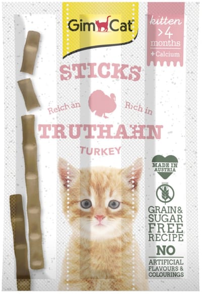 Gimcat 3 Sticks Kitten - Kattensnack - Kalkoen - 1ST