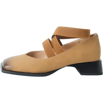 Chaussures Mary Jane Rétro de Niche Françaises pour Femmes Nouvelles Été Cuir Talon Épais Bouche Peu Profonde Ins Tendance Chaussures Simples 39 marron clair