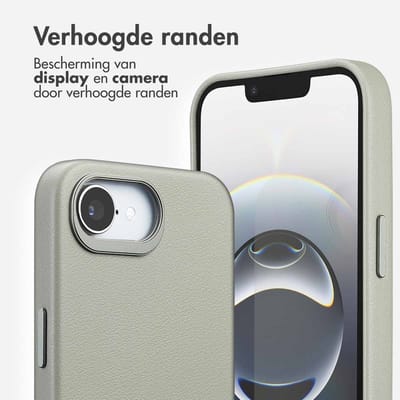 Accezz Hoesje - Geschikt voor iPhone 17e / 16e - geschikt voor MagSafe Leather Backcover - Light Grey