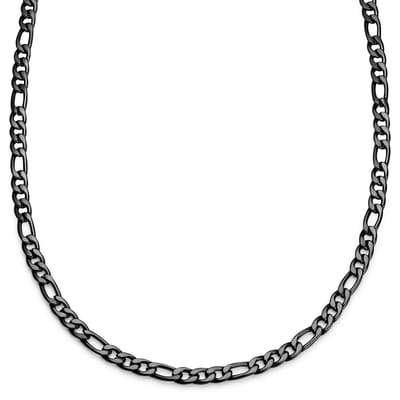 Essentials | 8 mm Gunmetal Zwarte Ketting met Figaro Schakels