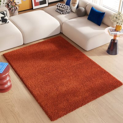 Tapiso Essence Vloerkleed Rood Bruin Hoogpolig Shaggy Tapijt Maat- 300x400