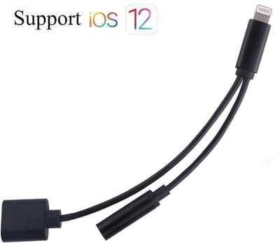 Oneay 3,5 mm koptelefoonadapter voor iPhone, splitser voor opladen en audio, geschikt als autolader en aux-verbinding, compatibel met iPhone 11, XS, XR, X, 7, 7 Plus, 8 en 8 Plus