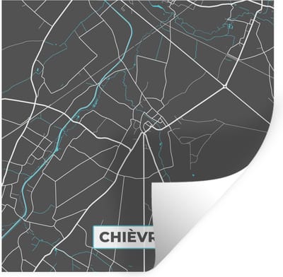 Muurstickers - Sticker Folie - Stadskaart – Grijs - Kaart – Chièvres – België – Plattegrond - 100x100 cm - Plakfolie - Muurstickers Kinderkamer - Zelfklevend Behang XXL - Zelfklevend behangpapier - Stickerfolie