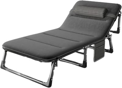 Campingbed Volwassenen - Opklapbed Slaap - Logeren Gasten - Inclusief Kussen - 75cm - Geel