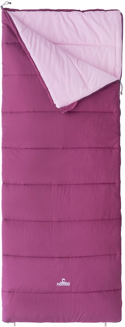 NOMAD® Blazer Slaapzak Dekenmodel | Lila en roze | Tot 190cm lichaamslengte | Katoen | Aanritsbaar | Tochtstrip | Tweewegrits | Incl Hoes