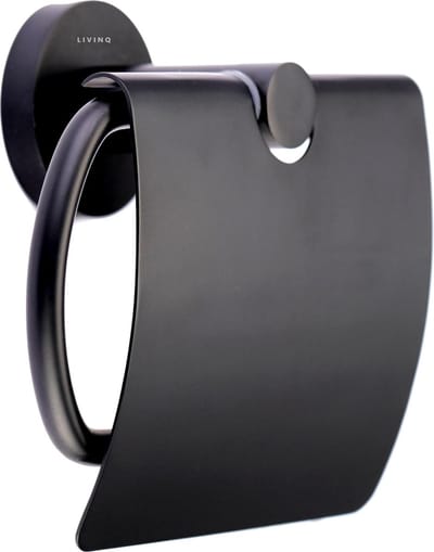Toiletrol Houder Met Klep Zwart - Toiletrolhouder met klep - Wc Rolhouder - Zwart